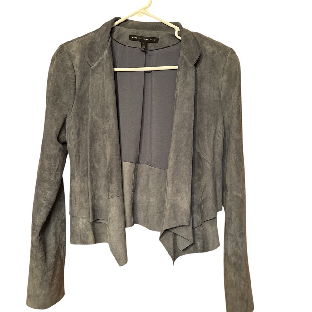 White House Black Market Gray Blazer with Waterfall Hem